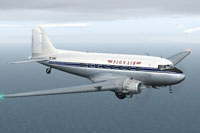 Screenshot of Pionair Adventures Ltd Douglas DC-3 in flight.