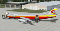 Screenshot of Platinum Airways Boeing 747-8F on the ground.