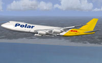 Screenshot of Polar (DHL) Boeing 747-8F in flight.