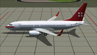 Screenshot of Privat Air Boeing 737-700 on the ground.