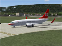 Screenshot of Privatair Boeing 737-700BJ on the ground.
