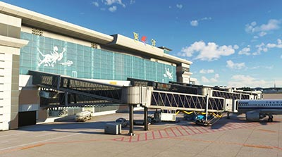 Pyongyang International terminal shown in Microsoft Flight Simulator after this add-on was installed in the sim.