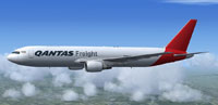 Screenshot of Qantas Freight Boeing 767-381F/ER in flight.