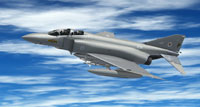 Screenshot of grey McDonnell F-4J Phantom in flight.