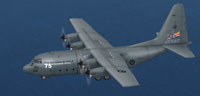 Screenshot of RNZAF C-130E in 75th Anniversary colors.