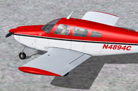 Screenshot of red and white Piper Arrow on the ground.