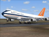 Screenshot of South African Airways Boeing 747-200 on runway.