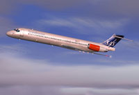 Screenshot of SAS McDonnell Douglas MD-87 in the air.