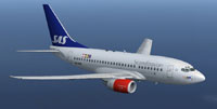 Screenshot of SAS Scandinavian Airlines Boeing 737-683 in flight.