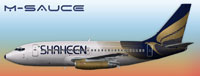 Profile view of Shaheen Air Boeing 737-200.
