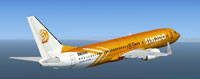 Screenshot of Sim2Do Boeing 737-800 in a white and burnt yellow livery.