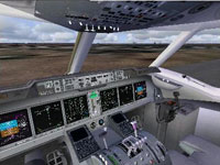 Screenshot of MD-11 virtual cockpit.