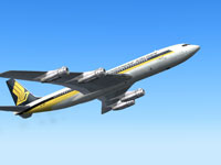 Screenshot of Singapore Airlines Boeing 707 in flight.