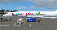 Screenshot of Smallplanet Airlines Boieng 737-800 on the ground.