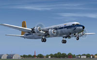 South African Airways Douglas DC-7B landing on runway.