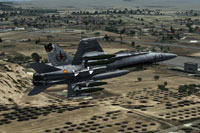 Screenshot of SAF EF-18B in flight.