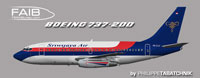 Profile view of Sriwijaya Boeing 737-200 ADV.