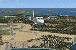 Screenshot of plane flying over St. Marys Isles Of Scilly.