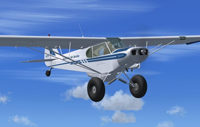 Screenshot of Super Cub Experimental in flight.