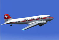 Screenshot of Swiss Air Lines Douglas DC-3 in flight.