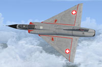 Screenshot of Swiss Mirage III B in flight.
