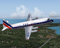 Screenshot of TAC Columbia Viscount 837 in flight.