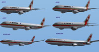 View of the entire TAP Deluxe Pack range, illustrating the various Airbus models.