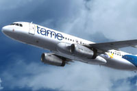 Screenshot of Tame Airbus A320 in flight.
