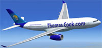 Screenshot of Thomas Cook Airlines Airbus A330-200 in flight.