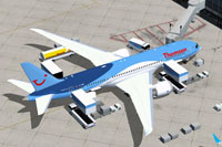 Screenshot of Thomson Boeing 787-8 with ground services.