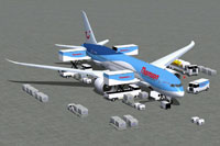 Screenshot of Thomson Boeing 787-8 and ground services.