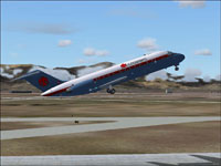 Screenshot of Thunderbird Corporate Air DC-9-10 taking off.