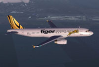 Screenshot of Tiger Airways Airbus A320 in flight.