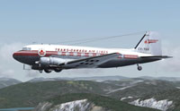 Side view of Trans-Canada Air Lines Douglas DC-3 in flight.