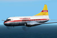 Screenshot of Transocean Air Lines CV-240 in flight.
