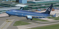 Screenshot of Travel Service Boeing 737-800 raising landing gear.