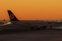 Screenshot of Turkish Airlines Airbus A330-200 on runway.