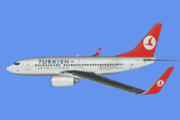 Screenshot of Turkish Airlines Boeing 737-700 in flight.
