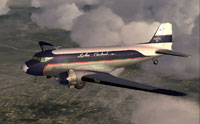 Screenshot of Douglas DC-3 flying over clouds.