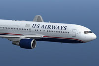 Screenshot of US Airways Boeing 767-2B7/ER in flight.