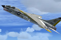 Screenshot of US Navy Vought F-8E Crusader in flight.