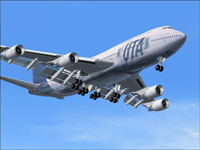 Screenshot of UTA Boeing 747-300 in flight.
