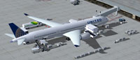 Screenshot of United Airlines Airbus A350-1000 and ground services.