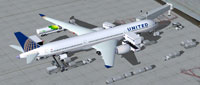 Screenshot of United Airlines Airbus A350-900 and ground services.