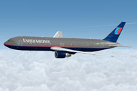 Screenshot of United Airlines Boeing 767-300 in flight.