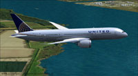 Screenshot of United Airlines Boeing 787-8 in flight.