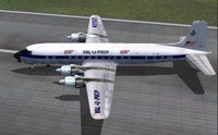 Screenshot of Val-U-Prop Douglas DC-6B taxiing to runway.