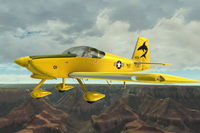 Screenshot of yellow Vans RV7A in flight.