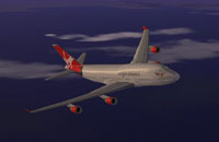 Screenshot of Virgin Atlantic Boeing 747-400 in flight.