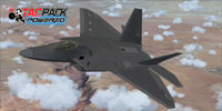 Screenshot of black F-22 Raptor in flight.